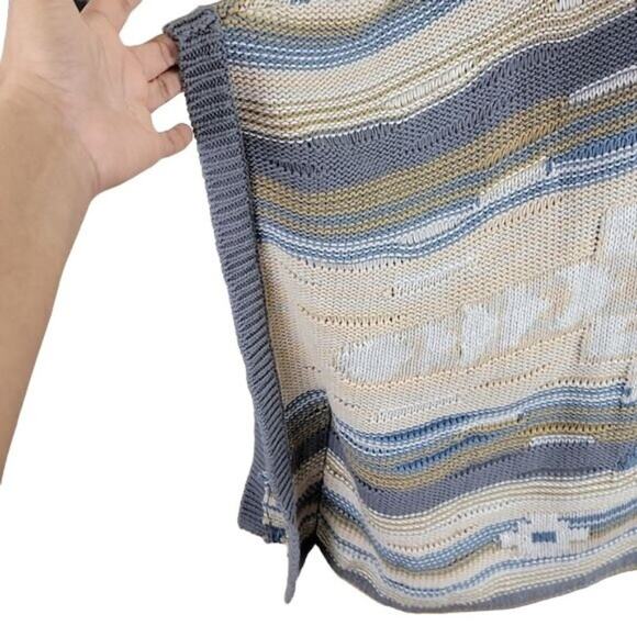 Orvis Womens Southwestern Aztec Shrug Poncho Sweater Beige Blue OS Cotton - Picture 6 of 6